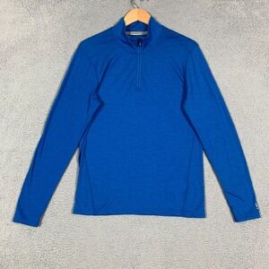 SmartWool Merino Classic Base Layer Men's Medium Blue All-Season 1/4 Zip Jersey